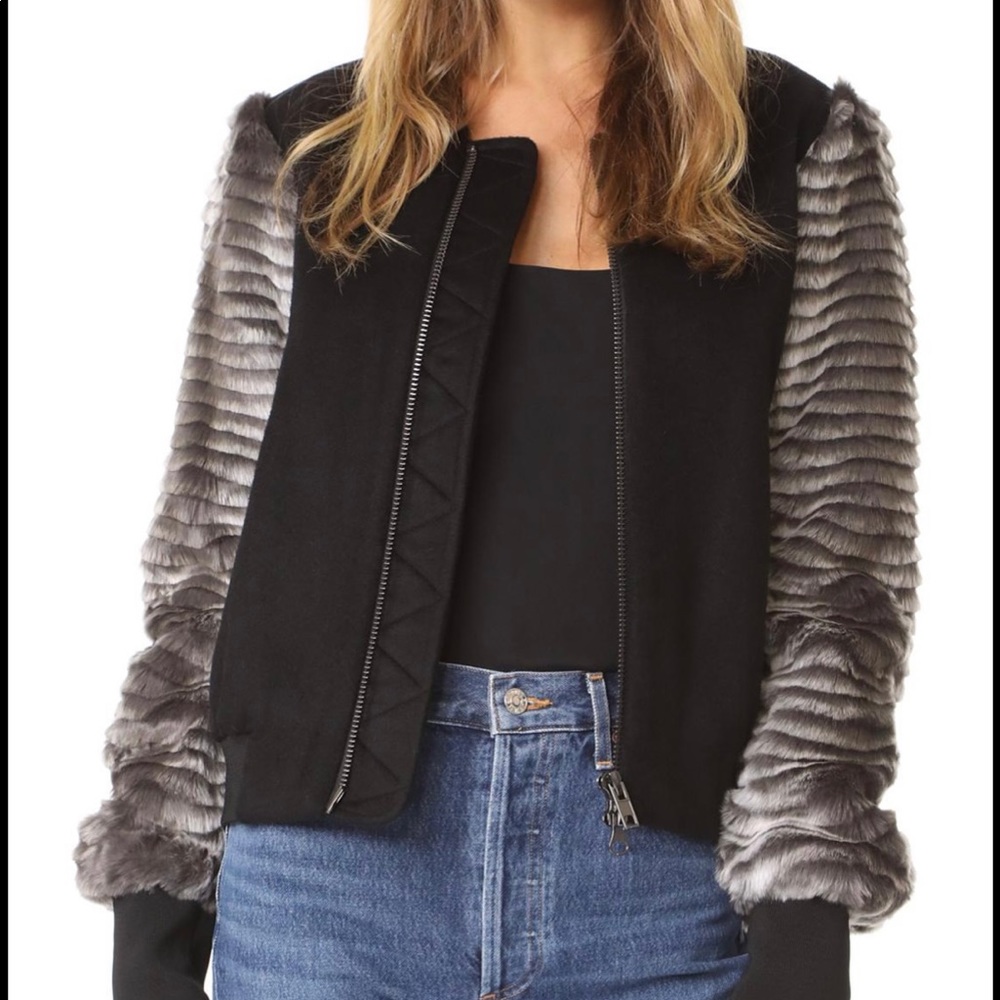 Ramy Brook Nicole Fur Bomber Jacket - S